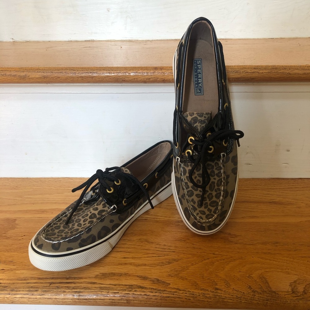 Sperry Topsiders Cheetah Print Boat Shoes Size 9.5